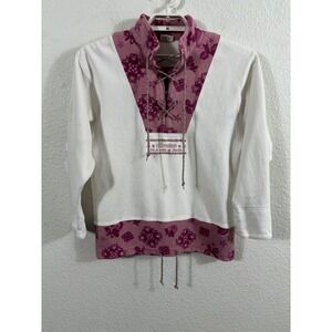 Ellesse Italy Floral Lace Up Pullover Sweatshirt Womens Size M‎ *Spotting